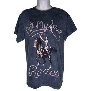 PLAYBOY Bunny Cowgirl Acid Wash Graphic Western Tee T-shirt Y2k Nwt